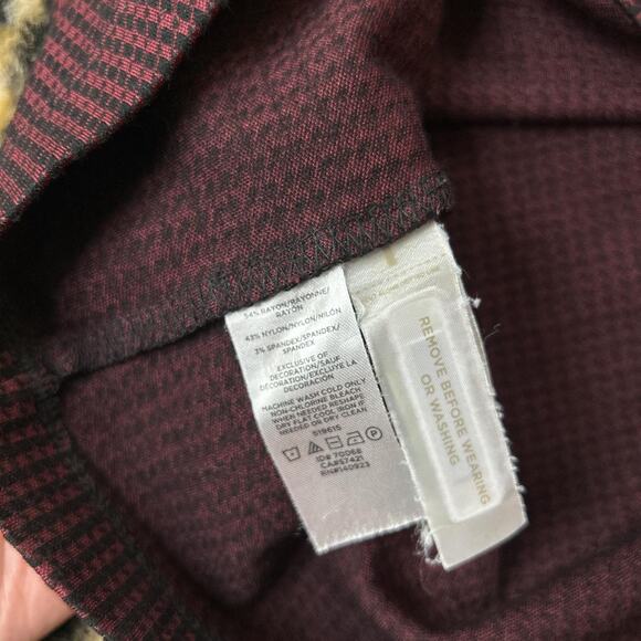 Loft Houndstooth Ruffle Neckline Short Sleeve Shift Dress 2P - Picture 6 of 7